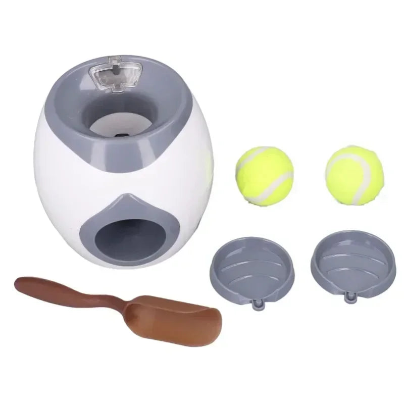 Interactive Dog Tennis Ball Launcher & Treat Dispenser - Automatic Training Toy for Medium Breeds, No Batteries Required