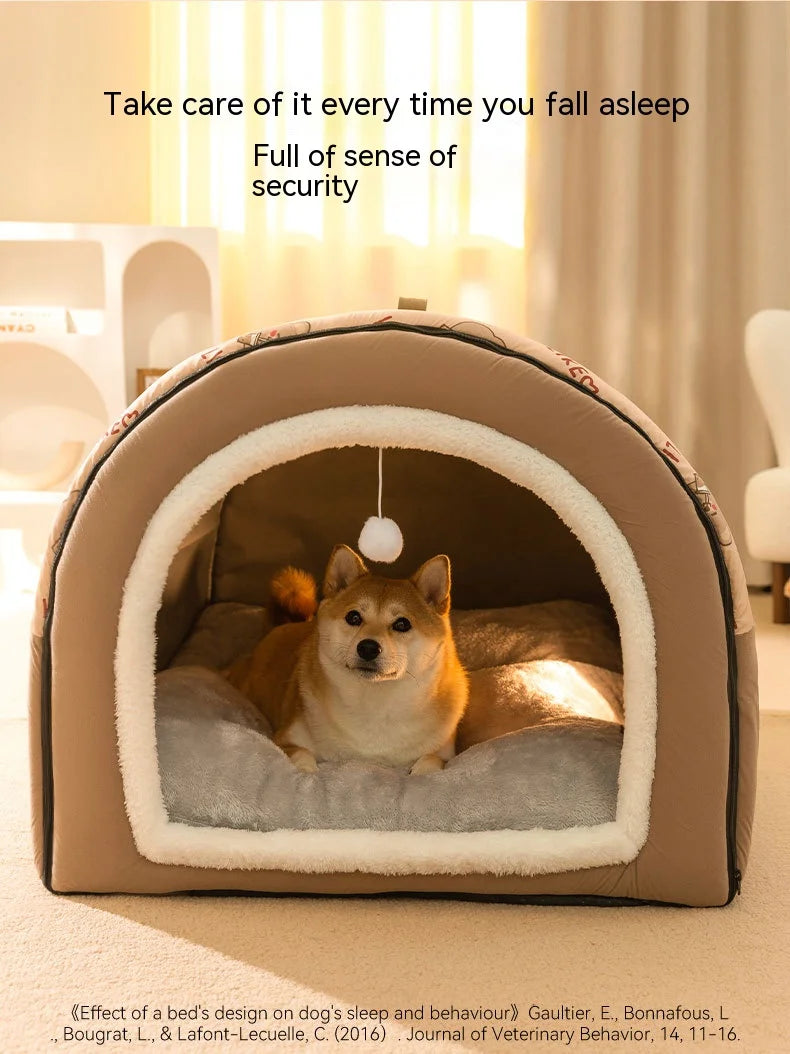 Big Dog Kennel Warm Winter Dog House Mat Detachable Washable Dogs Bed Nest Deep Sleep Tent for Medium Large Dogs House Supplies