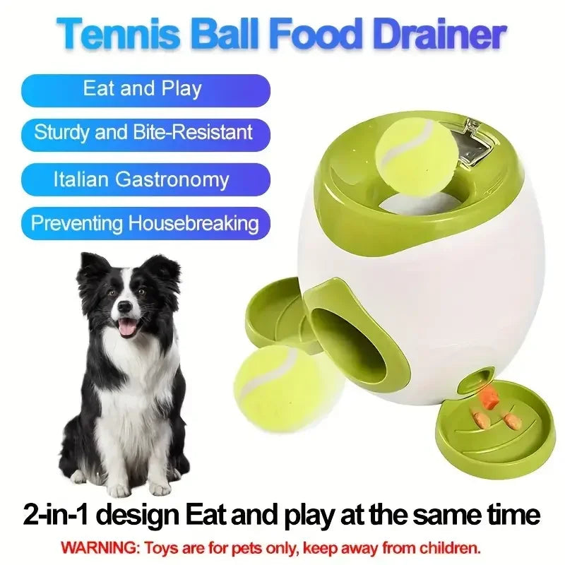 Interactive Dog Tennis Ball Launcher & Treat Dispenser - Automatic Training Toy for Medium Breeds, No Batteries Required