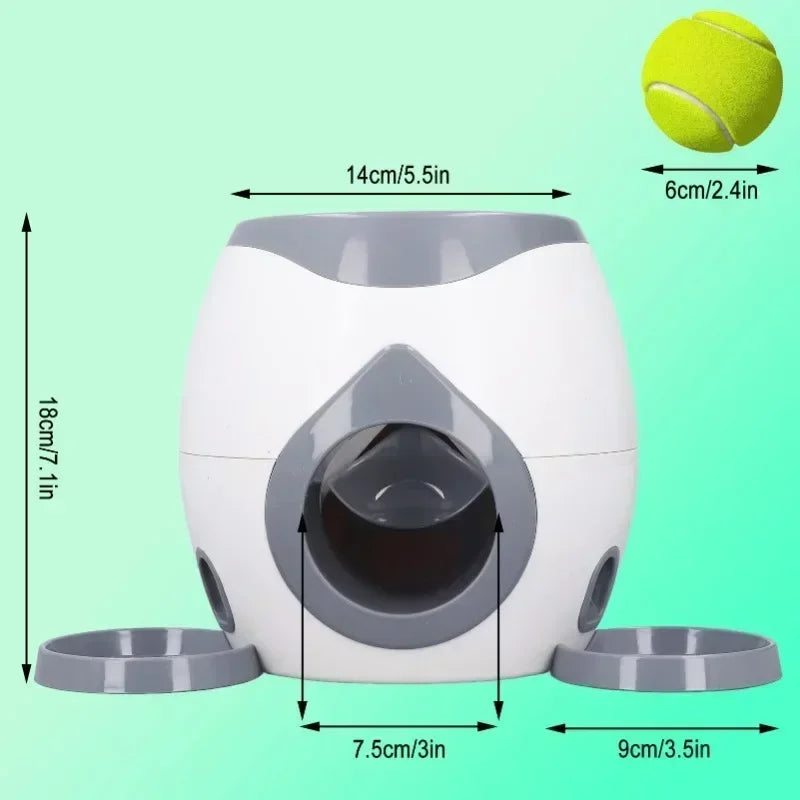 Interactive Dog Tennis Ball Launcher & Treat Dispenser - Automatic Training Toy for Medium Breeds, No Batteries Required