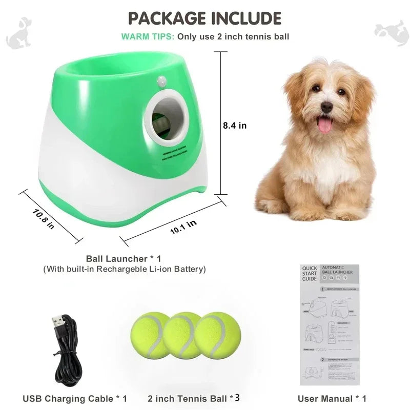 Dog Tennis Launcher Automatic Pet Dogs Chase Toy Mini Tennis Throwing Pinball Machine Fun Interactive Throw Rechargable Catapult