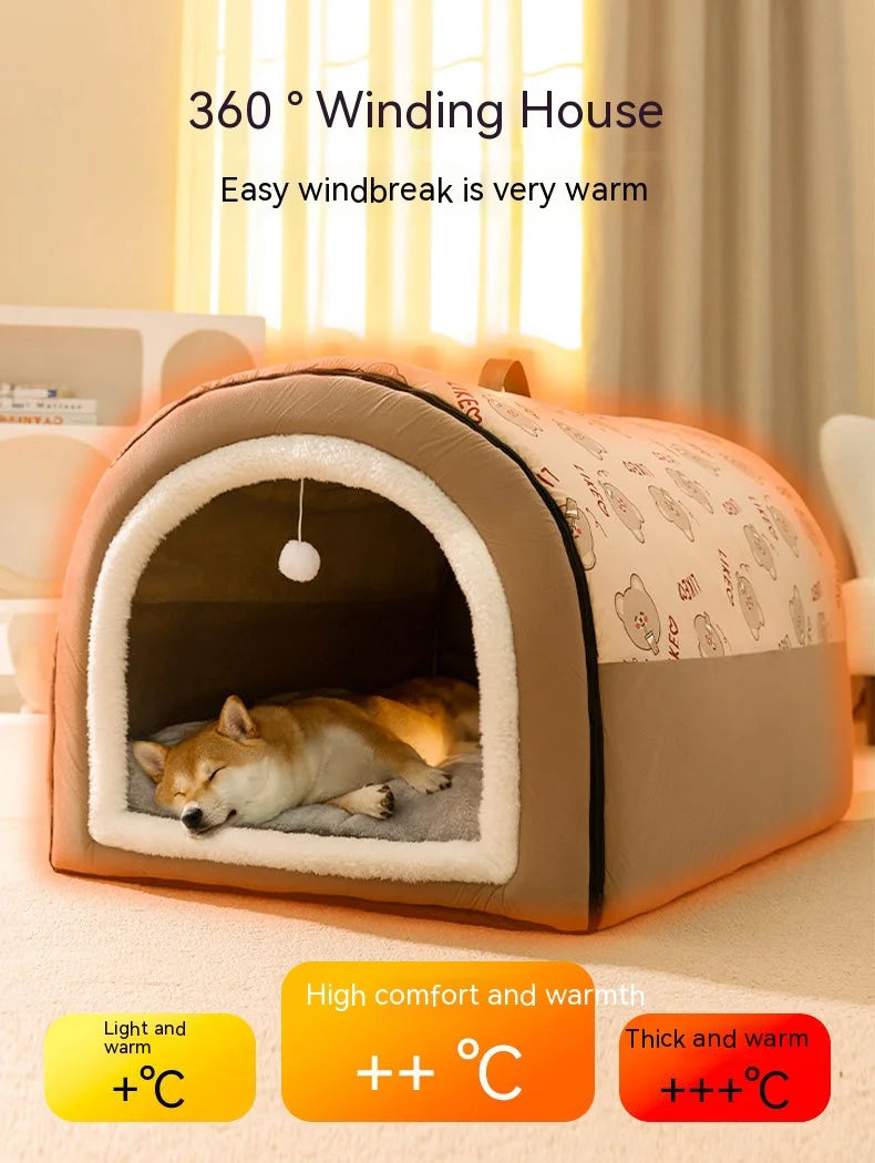 Big Dog Kennel Warm Winter Dog House Mat Detachable Washable Dogs Bed Nest Deep Sleep Tent for Medium Large Dogs House Supplies