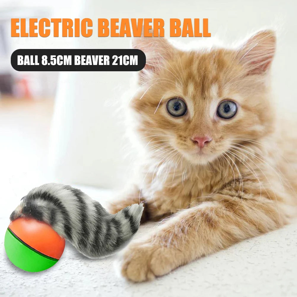 Electric Beaver Weasel Rolling Ball Pet Dog Cat Interactive Chasing Toys Simulation Beaver Mouse Moving Training Dog Agility Toy