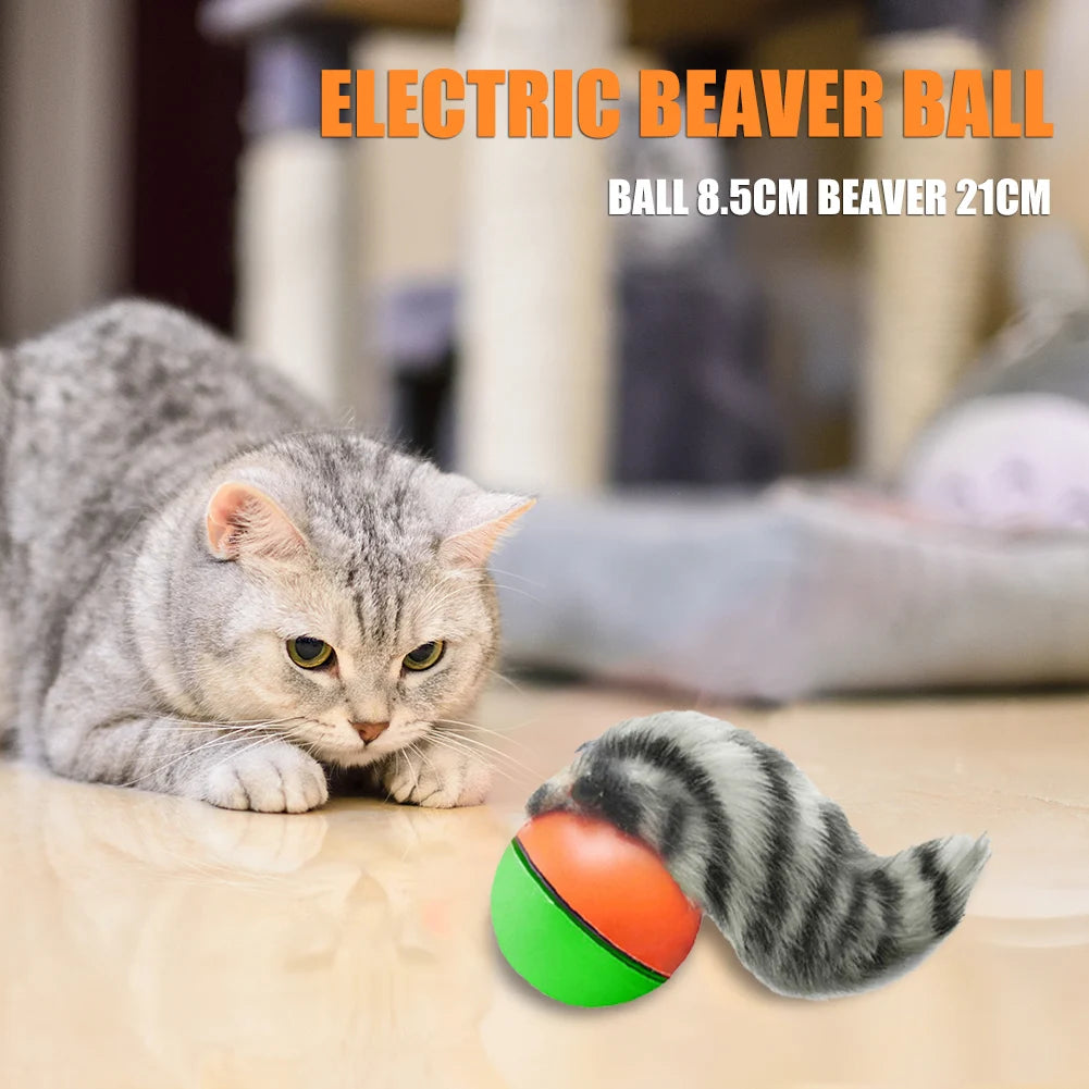 Electric Beaver Weasel Rolling Ball Pet Dog Cat Interactive Chasing Toys Simulation Beaver Mouse Moving Training Dog Agility Toy