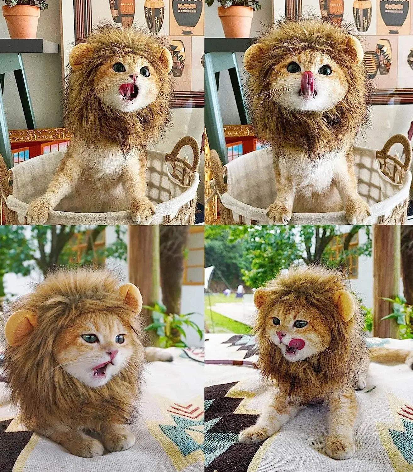 Funny Hat for Dogs Cat Cosplay Dress Up Lion Mane Wig Costume Party Decoration Halloween Christmas Pet Supplies Hallowen Perro