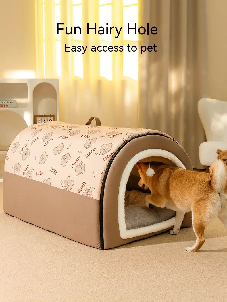 Big Dog Kennel Warm Winter Dog House Mat Detachable Washable Dogs Bed Nest Deep Sleep Tent for Medium Large Dogs House Supplies