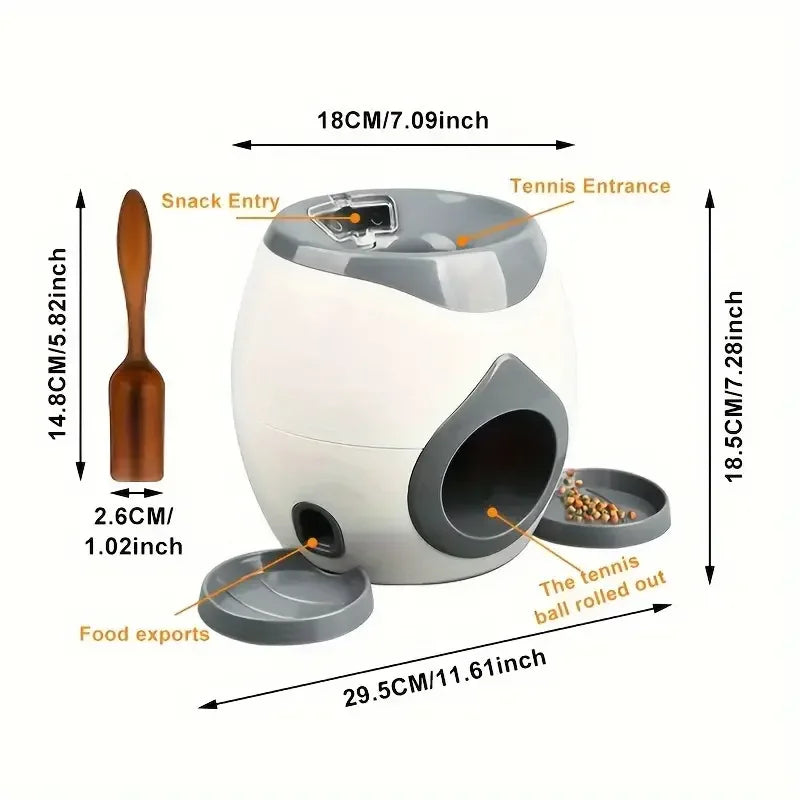 Interactive Dog Tennis Ball Launcher & Treat Dispenser - Automatic Training Toy for Medium Breeds, No Batteries Required