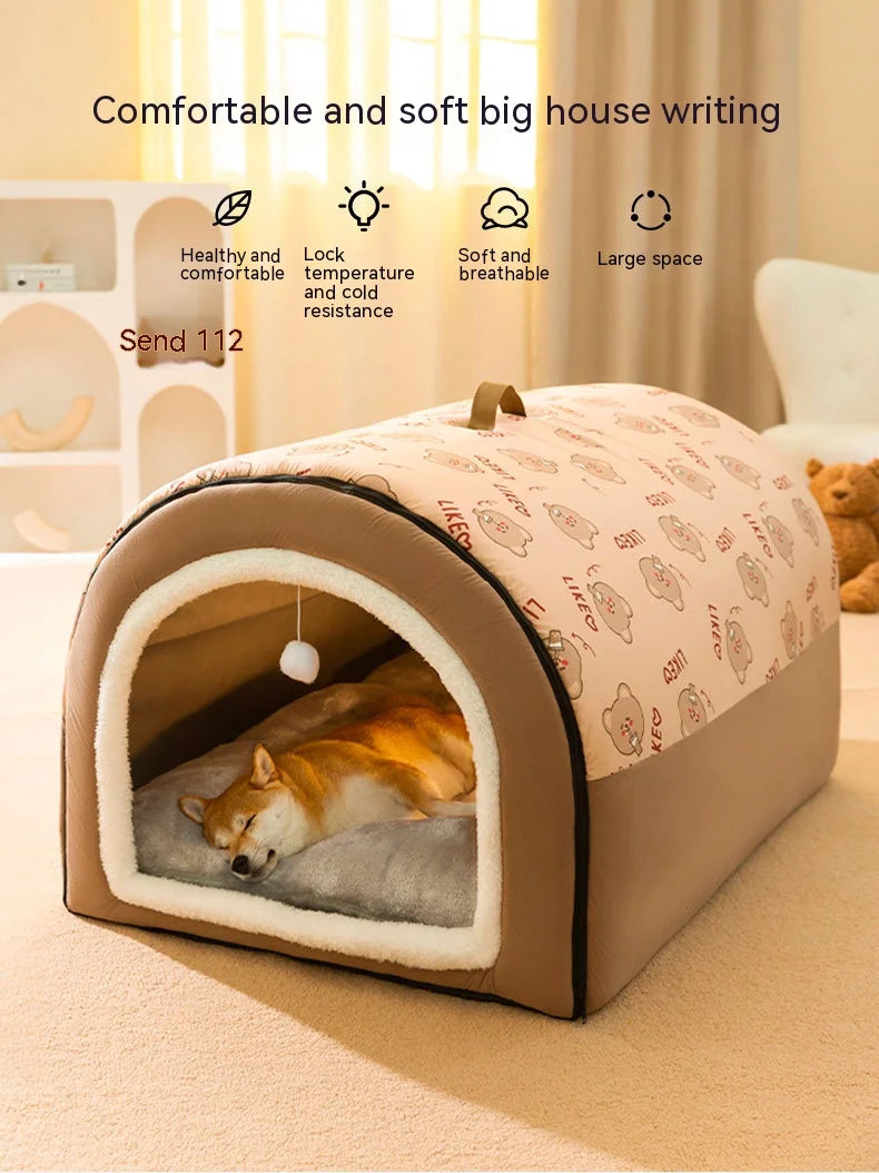 Big Dog Kennel Warm Winter Dog House Mat Detachable Washable Dogs Bed Nest Deep Sleep Tent for Medium Large Dogs House Supplies